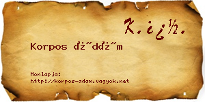 Korpos Ádám névjegykártya