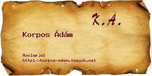 Korpos Ádám névjegykártya